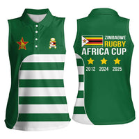 Zimbabwe Rugby Women Sleeveless Polo Shirt One For The History Sables - Wonder Print Shop