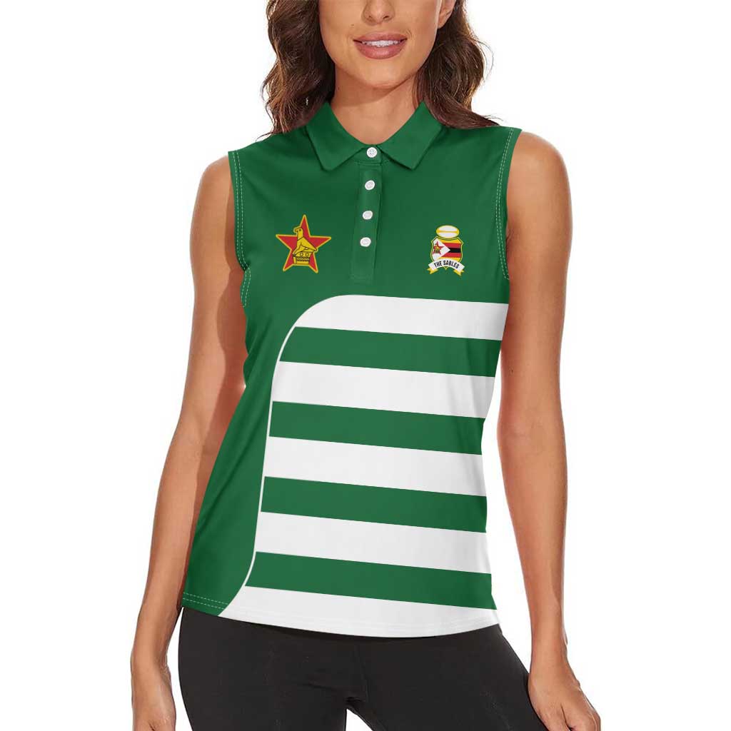 Zimbabwe Rugby Women Sleeveless Polo Shirt One For The History Sables - Wonder Print Shop