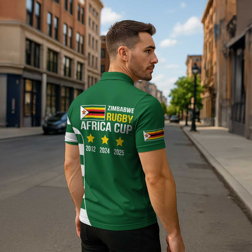 Zimbabwe Rugby Zipper Polo Shirt One For The History Sables - Wonder Print Shop