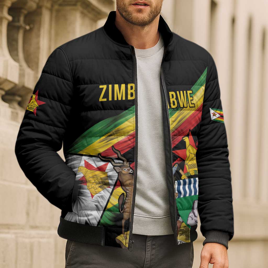 Zimbabwe Wings Flag Bomber Puffer Jacket Proudly Zimbabwean - Wonder Print Shop