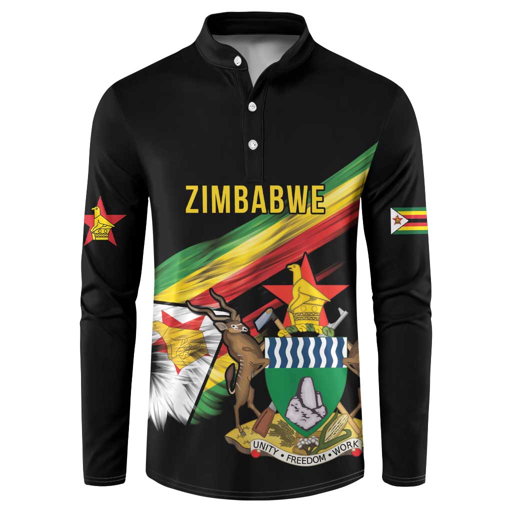 Zimbabwe Wings Flag Button Sweatshirt Proudly Zimbabwean - Wonder Print Shop