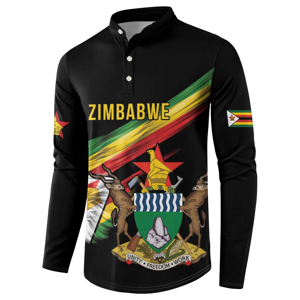 Zimbabwe Wings Flag Button Sweatshirt Proudly Zimbabwean - Wonder Print Shop