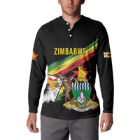 Zimbabwe Wings Flag Button Sweatshirt Proudly Zimbabwean - Wonder Print Shop