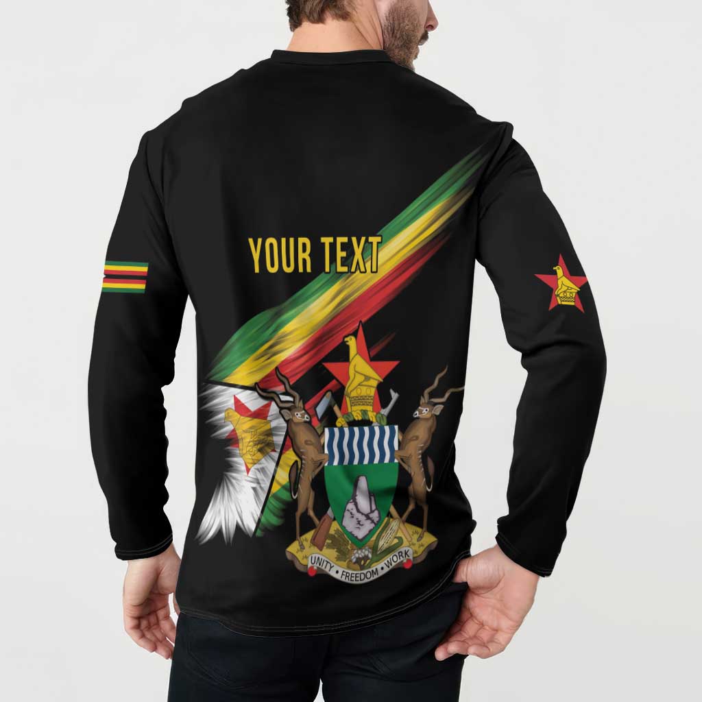 Zimbabwe Wings Flag Button Sweatshirt Proudly Zimbabwean - Wonder Print Shop