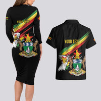 Zimbabwe Wings Flag Couples Matching Long Sleeve Bodycon Dress and Hawaiian Shirt Proudly Zimbabwean - Wonder Print Shop