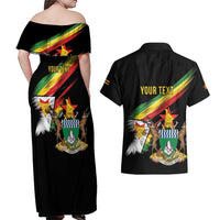 Zimbabwe Wings Flag Couples Matching Off Shoulder Maxi Dress and Hawaiian Shirt Proudly Zimbabwean - Wonder Print Shop
