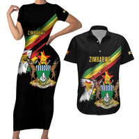 Zimbabwe Wings Flag Couples Matching Short Sleeve Bodycon Dress and Hawaiian Shirt Proudly Zimbabwean - Wonder Print Shop