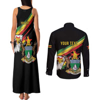 Zimbabwe Wings Flag Couples Matching Tank Maxi Dress and Long Sleeve Button Shirt Proudly Zimbabwean - Wonder Print Shop