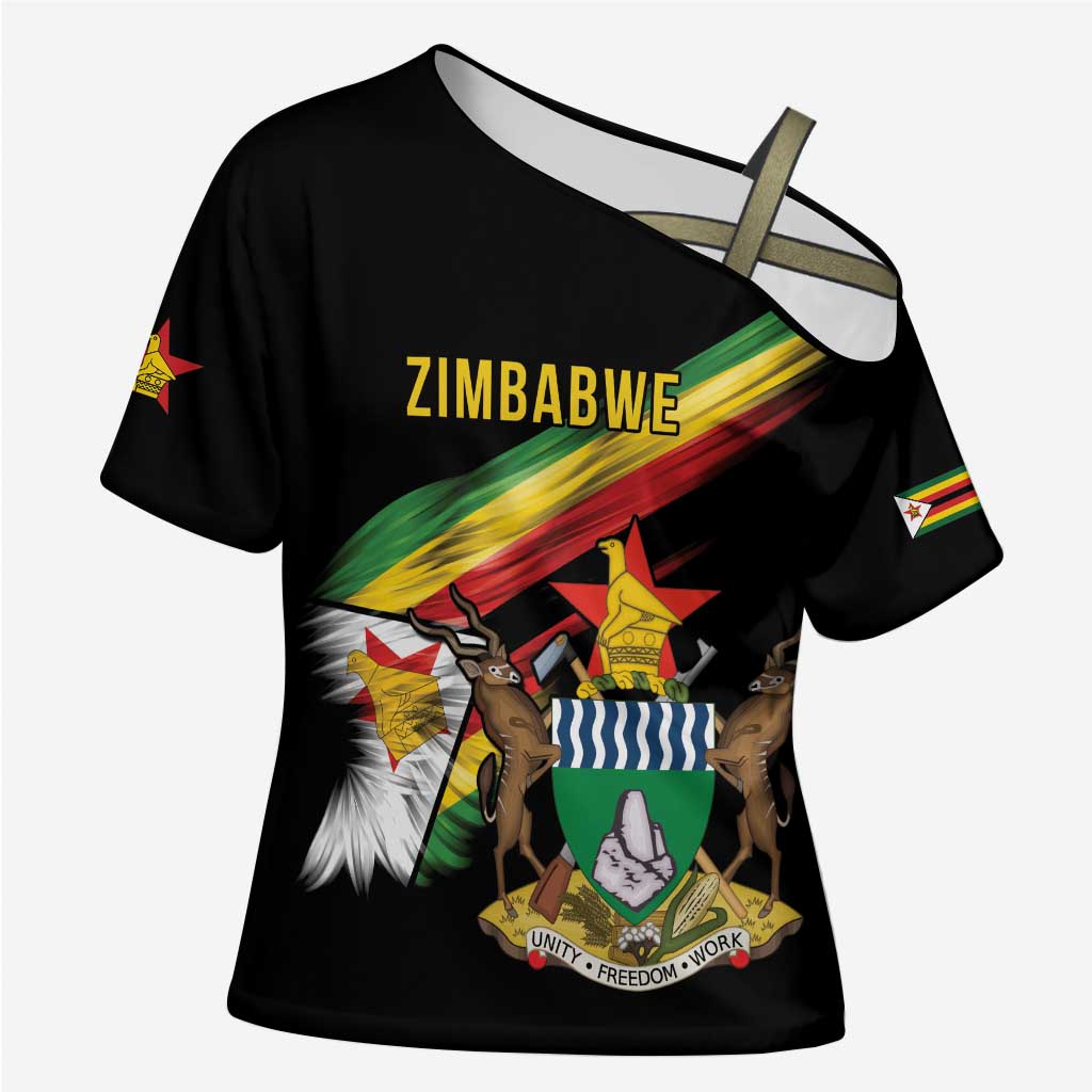 Zimbabwe Wings Flag Cross Shoulder Shirt Proudly Zimbabwean - Wonder Print Shop