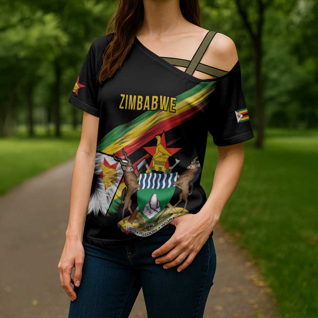 Zimbabwe Wings Flag Cross Shoulder Shirt Proudly Zimbabwean - Wonder Print Shop