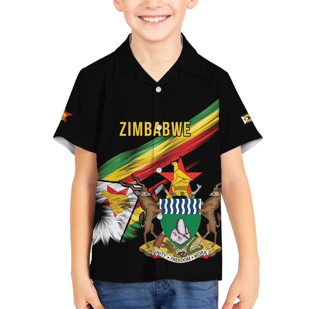Zimbabwe Wings Flag Family Matching Long Sleeve Bodycon Dress and Hawaiian Shirt Proudly Zimbabwean - Wonder Print Shop