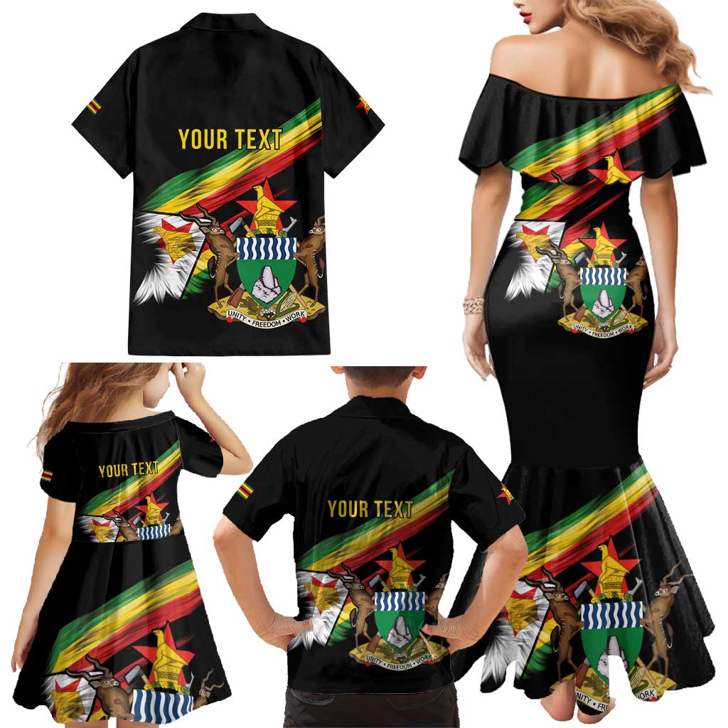 Zimbabwe Wings Flag Family Matching Mermaid Dress and Hawaiian Shirt Proudly Zimbabwean - Wonder Print Shop
