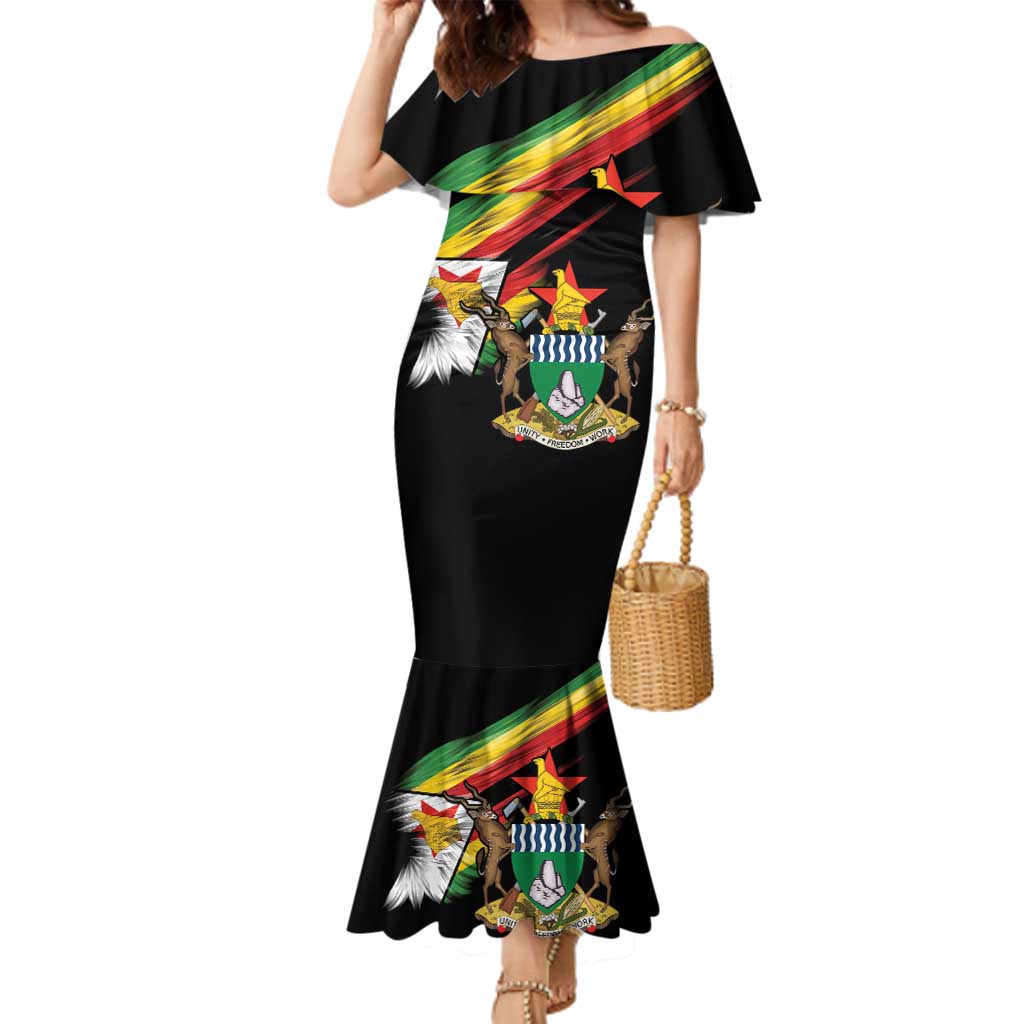 Zimbabwe Wings Flag Family Matching Mermaid Dress and Hawaiian Shirt Proudly Zimbabwean - Wonder Print Shop