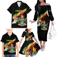 Zimbabwe Wings Flag Family Matching Off The Shoulder Long Sleeve Dress and Hawaiian Shirt Proudly Zimbabwean - Wonder Print Shop