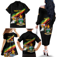 Zimbabwe Wings Flag Family Matching Off The Shoulder Long Sleeve Dress and Hawaiian Shirt Proudly Zimbabwean - Wonder Print Shop