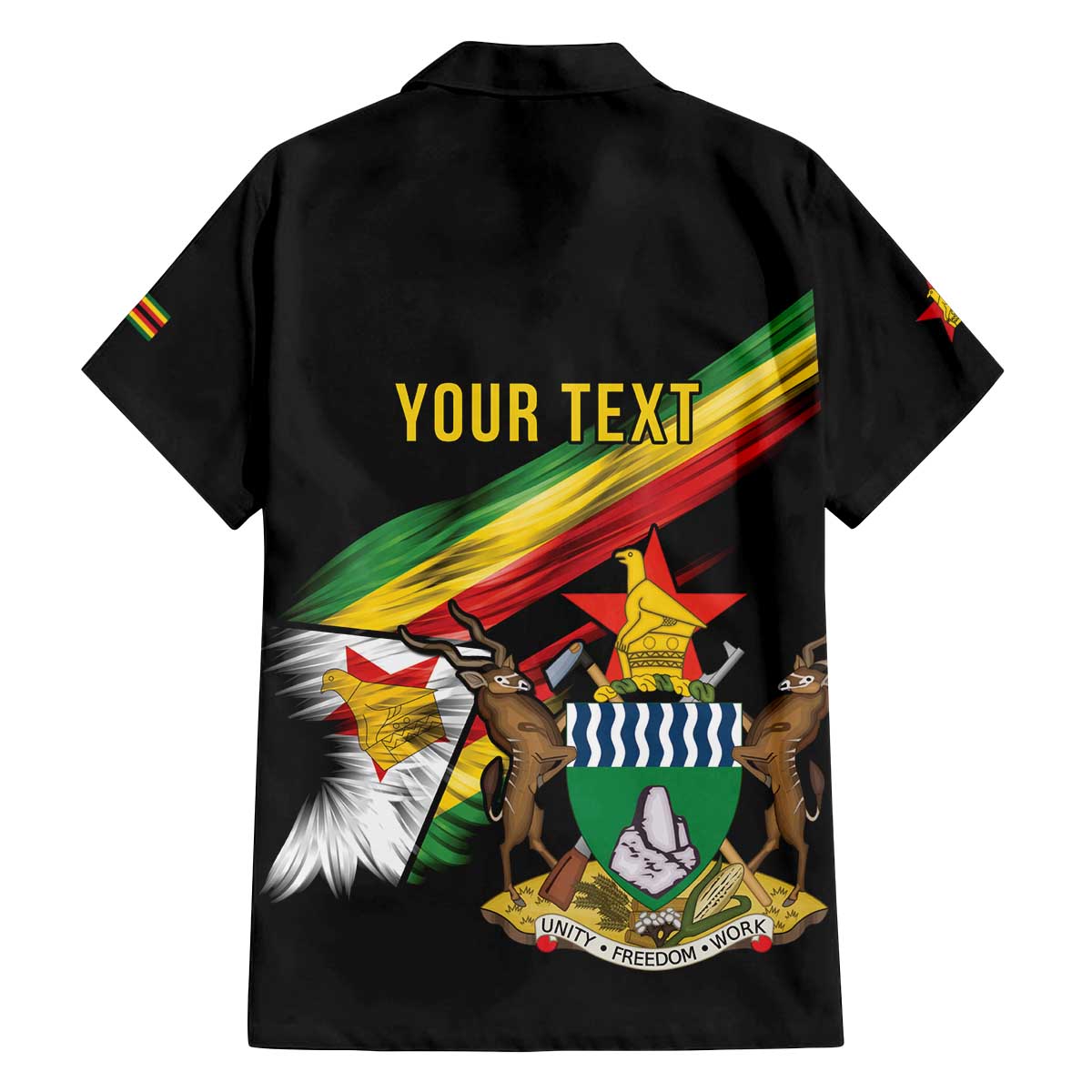 Zimbabwe Wings Flag Family Matching Off The Shoulder Long Sleeve Dress and Hawaiian Shirt Proudly Zimbabwean - Wonder Print Shop