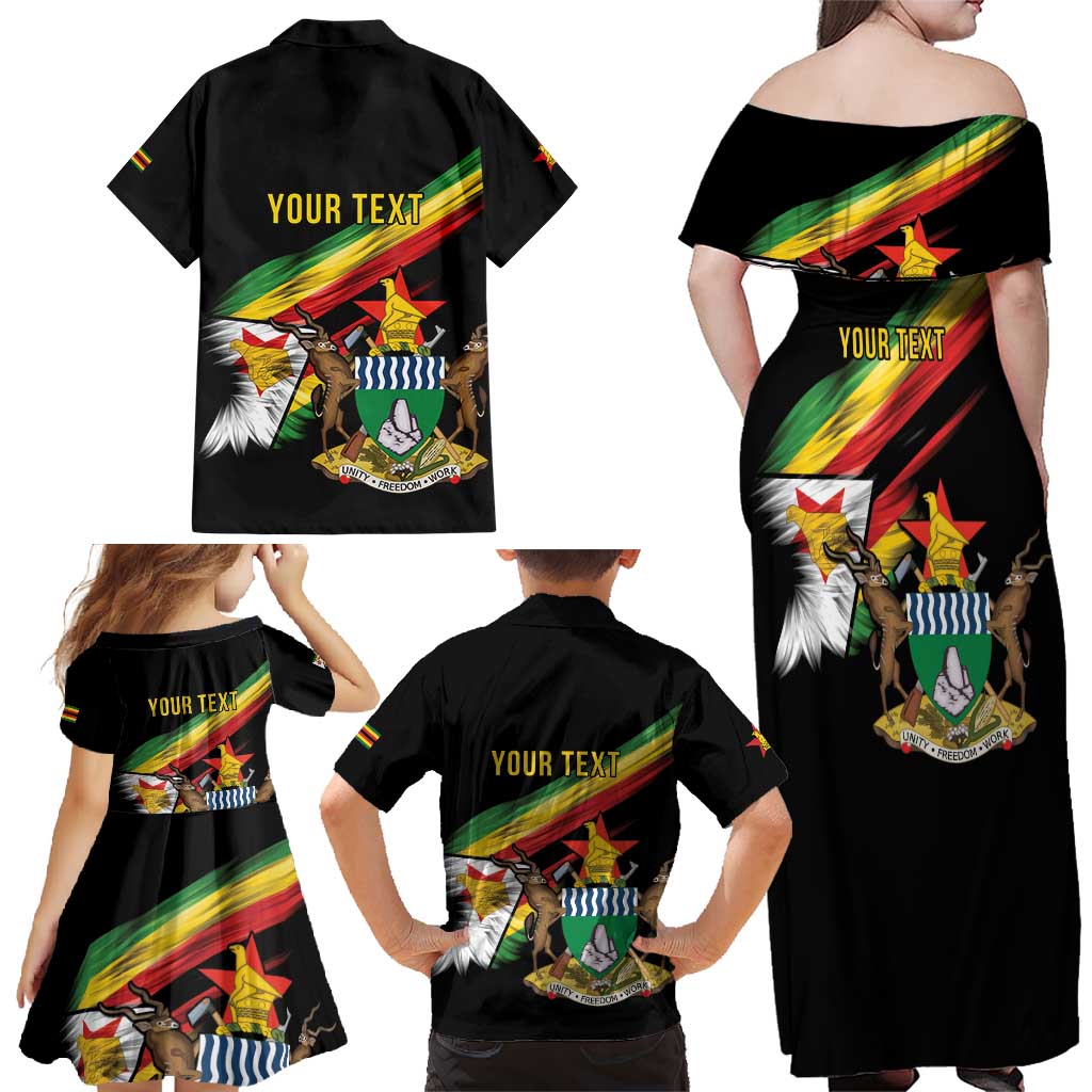 Zimbabwe Wings Flag Family Matching Off Shoulder Maxi Dress and Hawaiian Shirt Proudly Zimbabwean - Wonder Print Shop