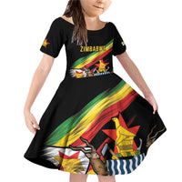 Zimbabwe Wings Flag Family Matching Off Shoulder Short Dress and Hawaiian Shirt Proudly Zimbabwean - Wonder Print Shop