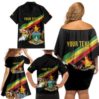 Zimbabwe Wings Flag Family Matching Off Shoulder Short Dress and Hawaiian Shirt Proudly Zimbabwean - Wonder Print Shop
