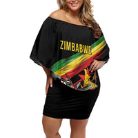 Zimbabwe Wings Flag Family Matching Off Shoulder Short Dress and Hawaiian Shirt Proudly Zimbabwean - Wonder Print Shop