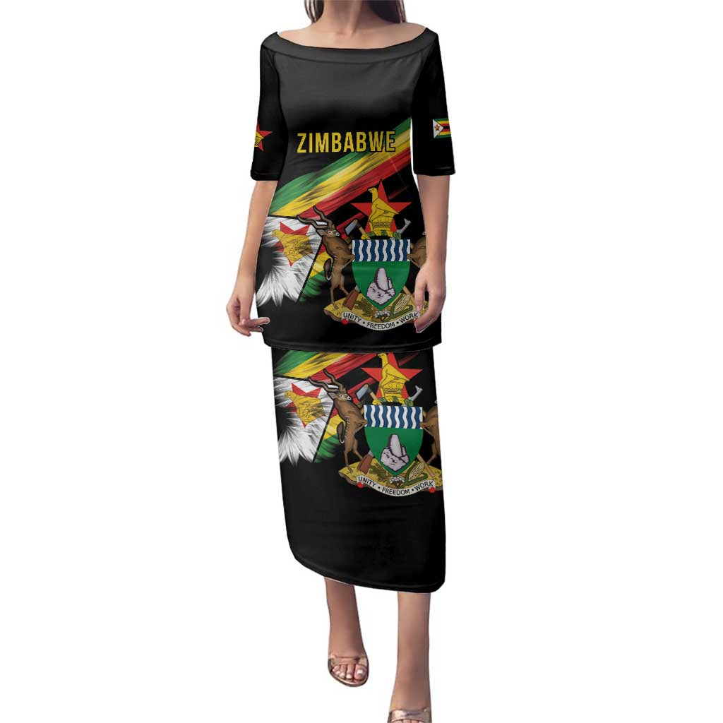 Zimbabwe Wings Flag Family Matching Puletasi and Hawaiian Shirt Proudly Zimbabwean - Wonder Print Shop