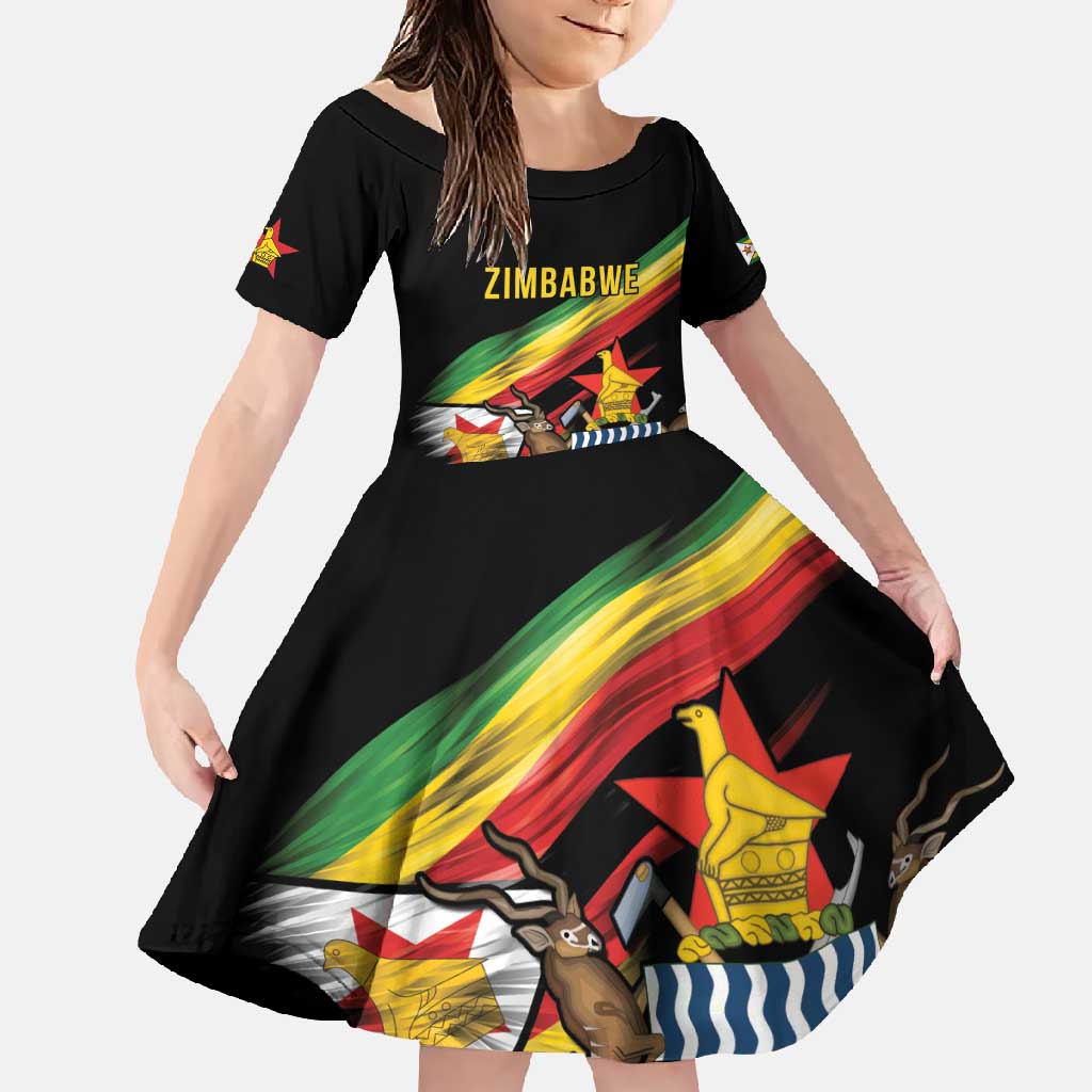 Zimbabwe Wings Flag Family Matching Summer Maxi Dress and Hawaiian Shirt Proudly Zimbabwean - Wonder Print Shop