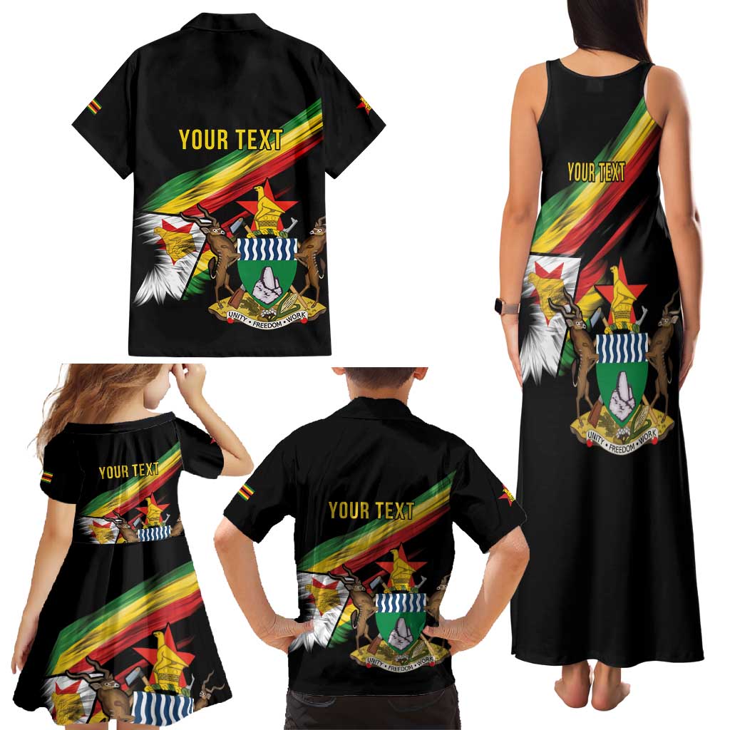Zimbabwe Wings Flag Family Matching Tank Maxi Dress and Hawaiian Shirt Proudly Zimbabwean - Wonder Print Shop
