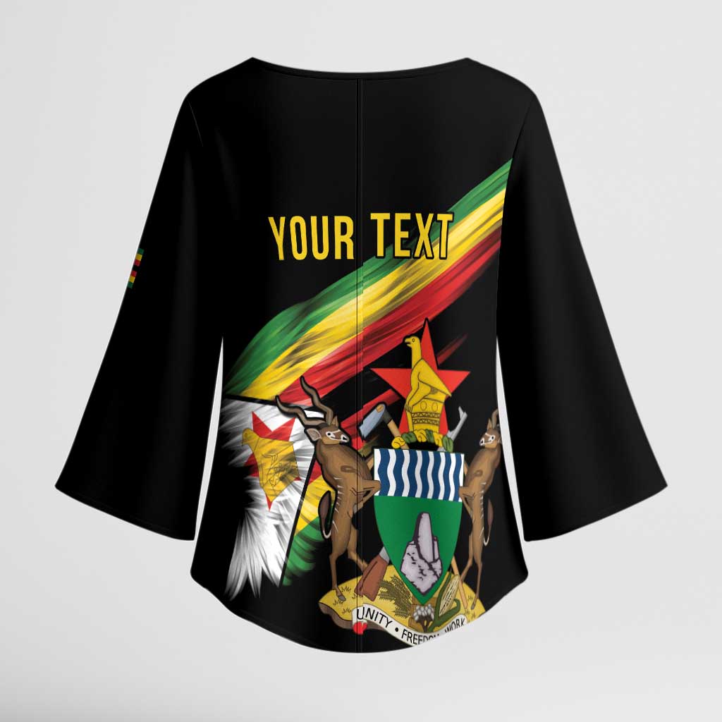 Zimbabwe Wings Flag Kimono Sleeve Blouse Proudly Zimbabwean - Wonder Print Shop