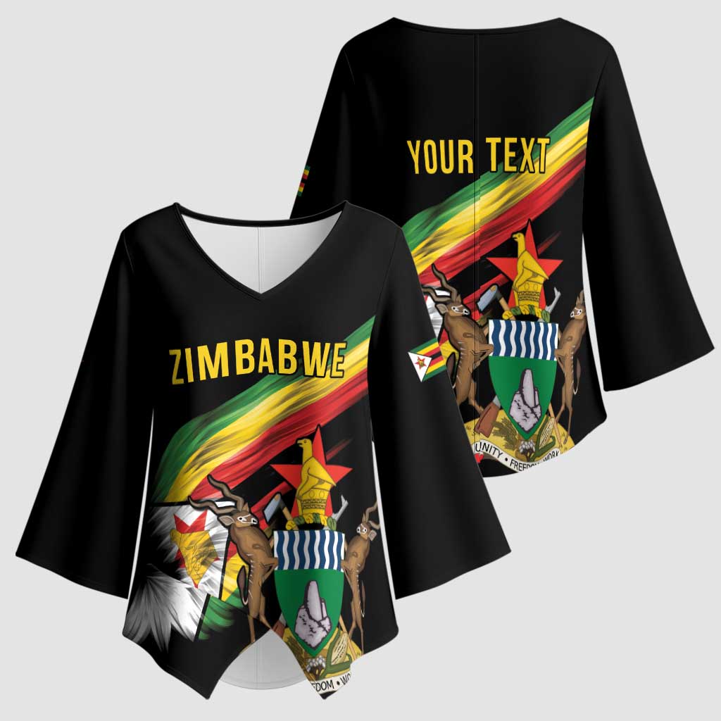 Zimbabwe Wings Flag Kimono Sleeve Blouse Proudly Zimbabwean - Wonder Print Shop