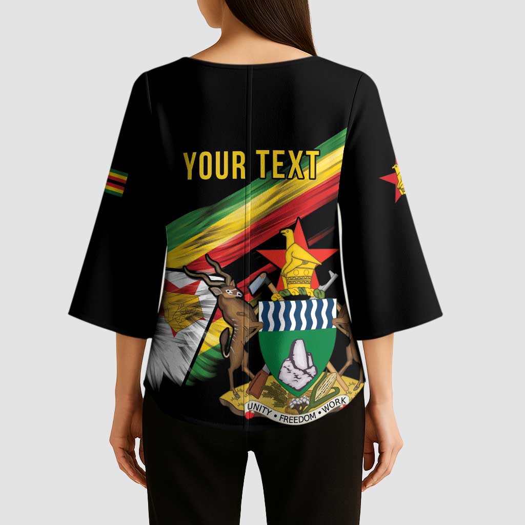 Zimbabwe Wings Flag Kimono Sleeve Blouse Proudly Zimbabwean - Wonder Print Shop