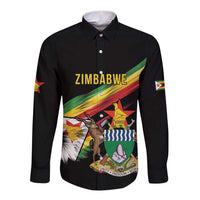 Zimbabwe Wings Flag Long Sleeve Button Shirt Proudly Zimbabwean - Wonder Print Shop