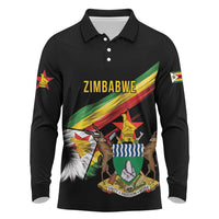 Zimbabwe Wings Flag Long Sleeve Polo Shirt Proudly Zimbabwean - Wonder Print Shop