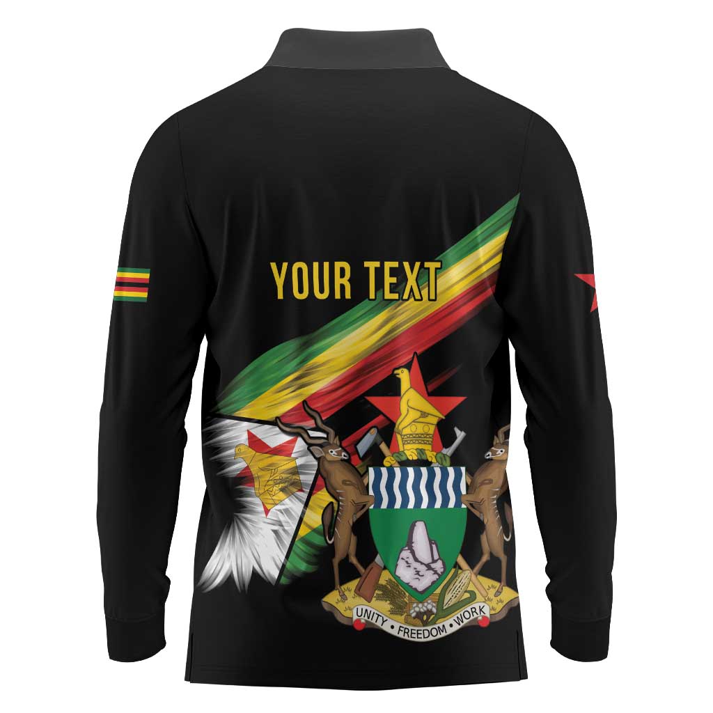 Zimbabwe Wings Flag Long Sleeve Polo Shirt Proudly Zimbabwean - Wonder Print Shop