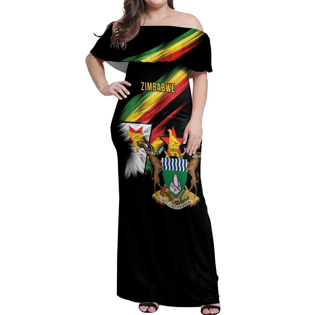 Zimbabwe Wings Flag Off Shoulder Maxi Dress Proudly Zimbabwean - Wonder Print Shop