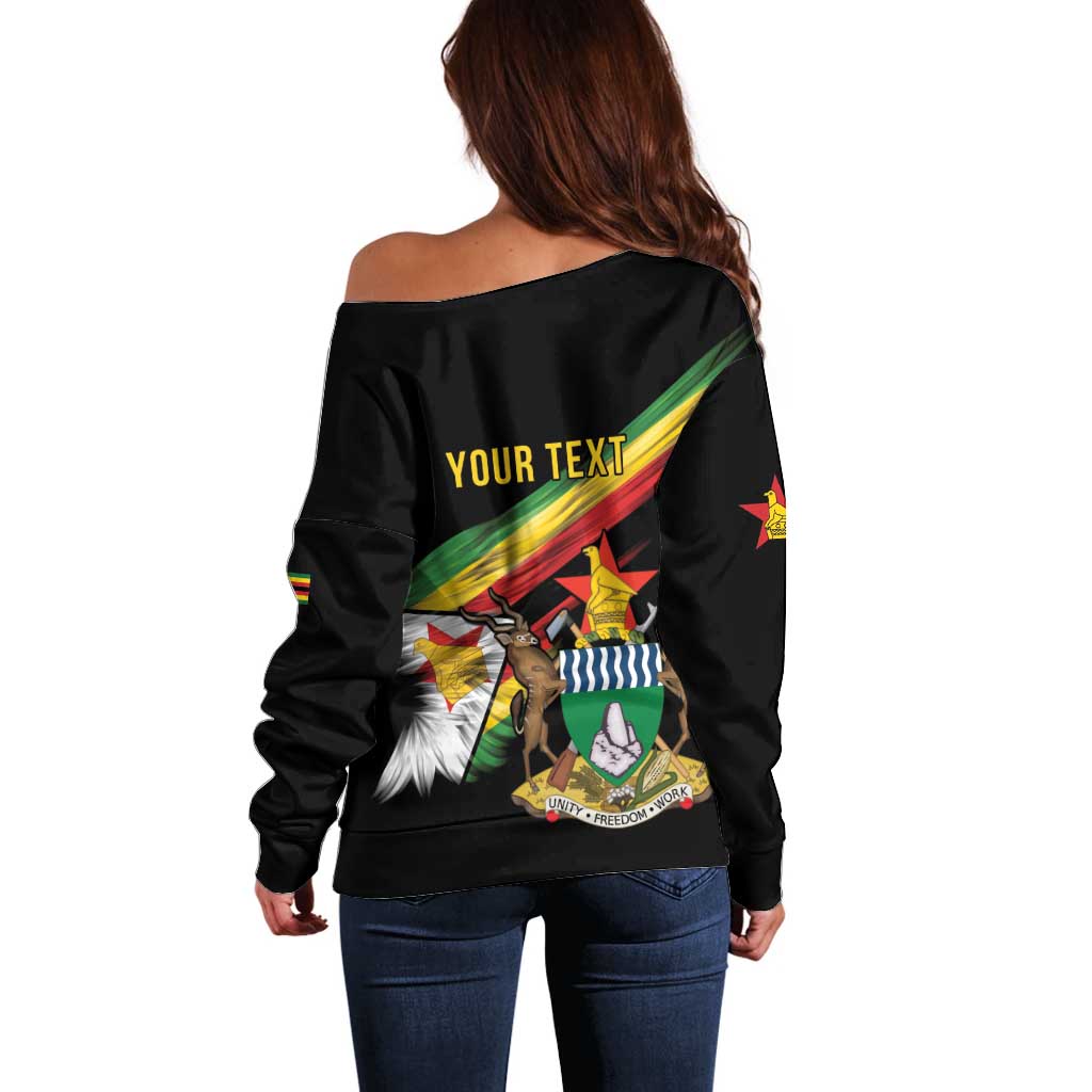 Zimbabwe Wings Flag Off Shoulder Sweater Proudly Zimbabwean - Wonder Print Shop