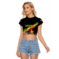 Zimbabwe Wings Flag Raglan Cropped T Shirt Proudly Zimbabwean - Wonder Print Shop