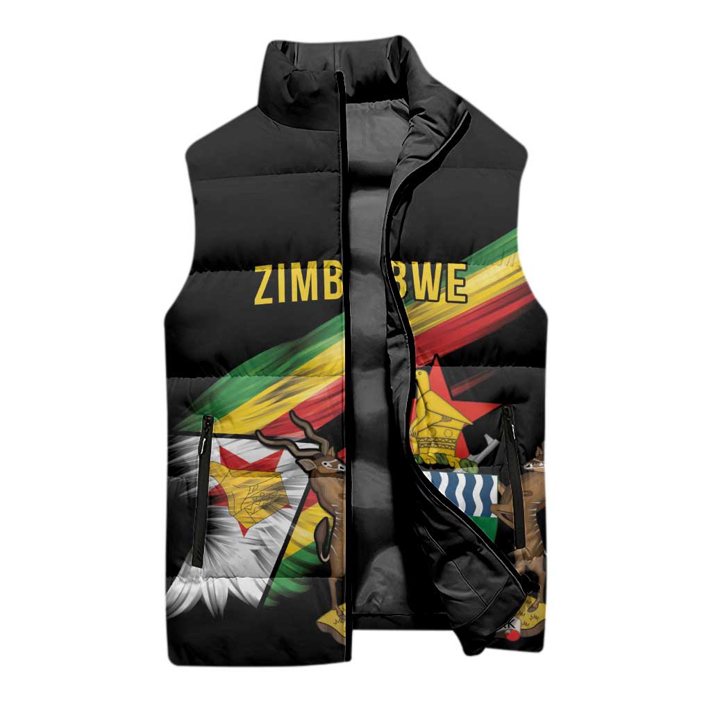 Zimbabwe Wings Flag Sleeveless Puffer Jacket Proudly Zimbabwean - Wonder Print Shop