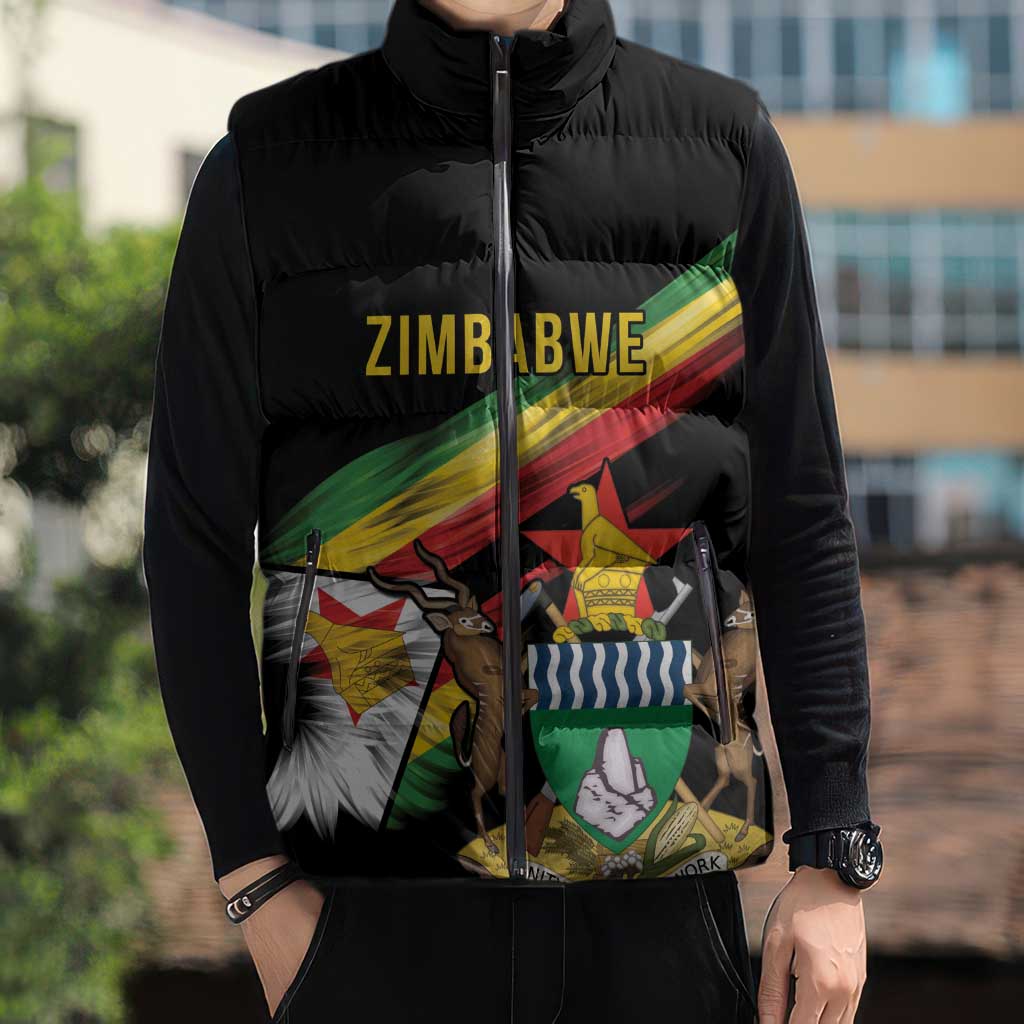 Zimbabwe Wings Flag Sleeveless Puffer Jacket Proudly Zimbabwean - Wonder Print Shop