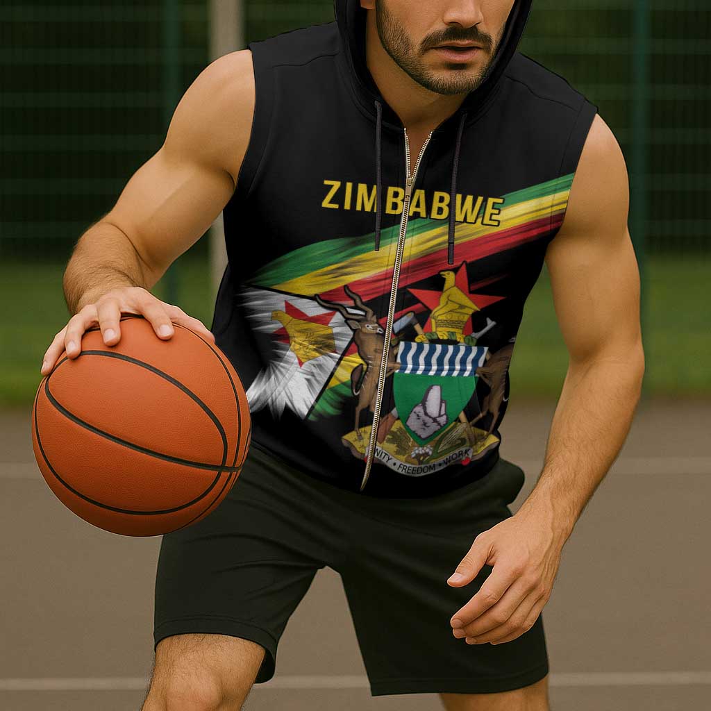 Zimbabwe Wings Flag Sleeveless Zip Hoodie Proudly Zimbabwean - Wonder Print Shop