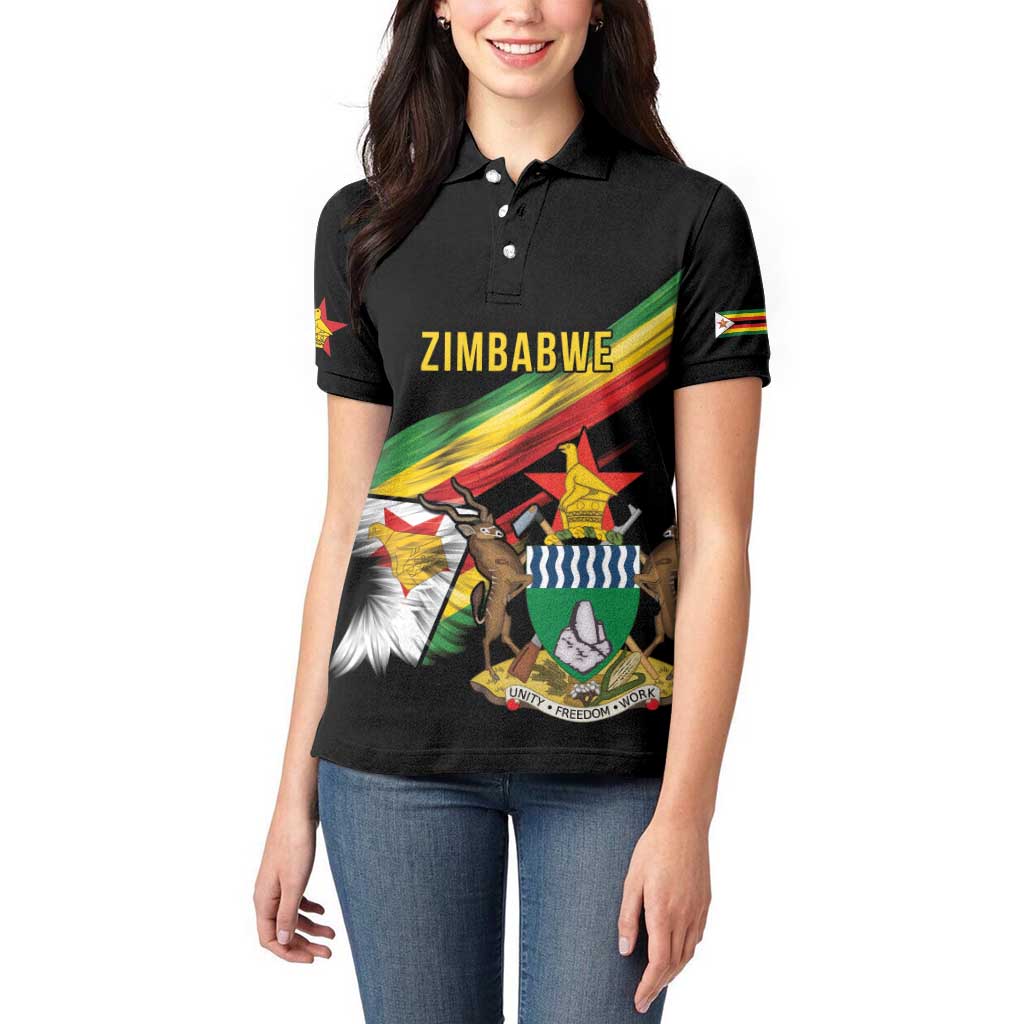 Zimbabwe Wings Flag Women Polo Shirt Proudly Zimbabwean - Wonder Print Shop