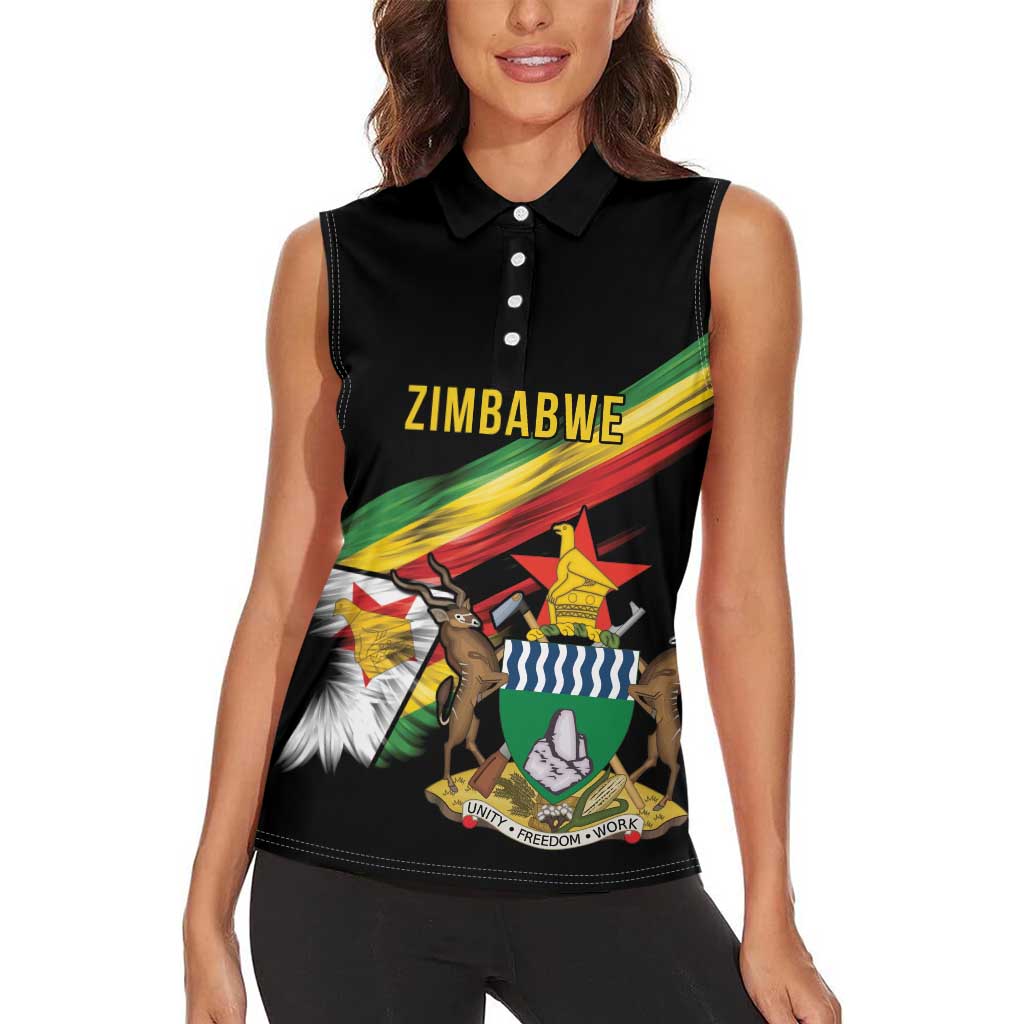 Zimbabwe Wings Flag Women Sleeveless Polo Shirt Proudly Zimbabwean - Wonder Print Shop