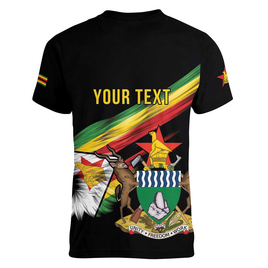 Zimbabwe Wings Flag Women V-Neck T-Shirt Proudly Zimbabwean - Wonder Print Shop