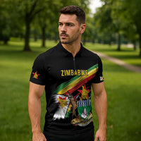 Zimbabwe Wings Flag Zipper Polo Shirt Proudly Zimbabwean - Wonder Print Shop