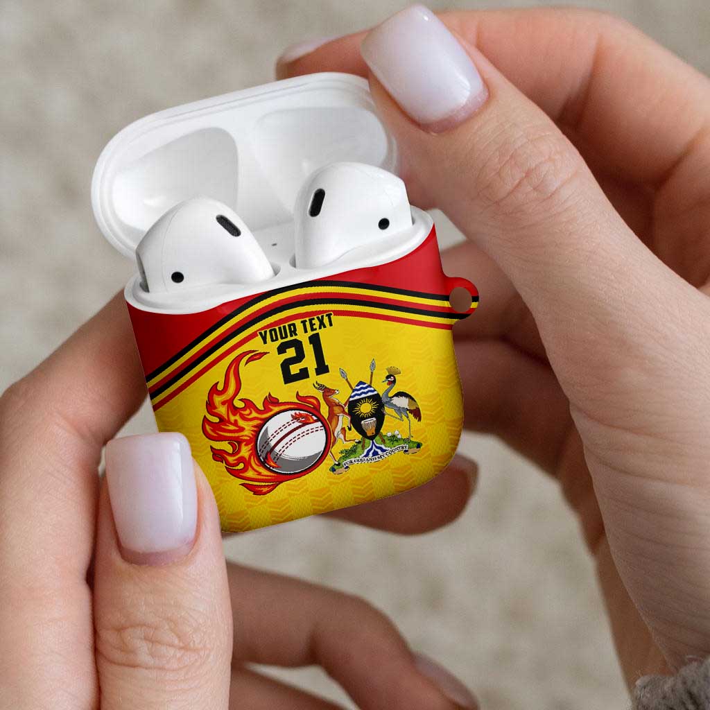 Uganda Cricket Custom AirPods Case Cranes Cricket Ball Fire - Wonder Print Shop