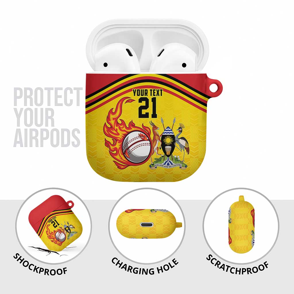 Uganda Cricket Custom AirPods Case Cranes Cricket Ball Fire - Wonder Print Shop