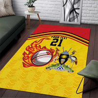 Uganda Cricket Custom Area Rug Cranes Cricket Ball Fire - Wonder Print Shop