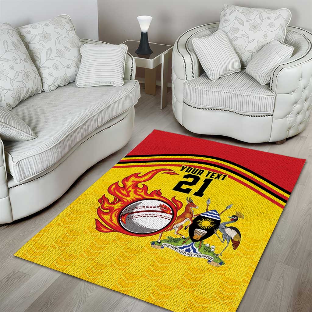 Uganda Cricket Custom Area Rug Cranes Cricket Ball Fire - Wonder Print Shop