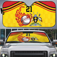 Uganda Cricket Custom Auto Sun Shade Cranes Cricket Ball Fire - Wonder Print Shop