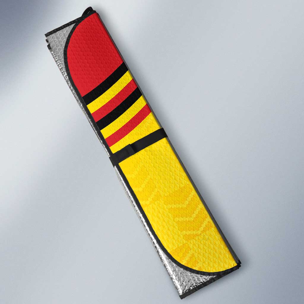 Uganda Cricket Custom Auto Sun Shade Cranes Cricket Ball Fire - Wonder Print Shop