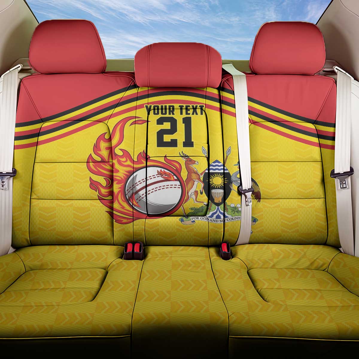 Uganda Cricket Custom Back Car Seat Cover Cranes Cricket Ball Fire - Wonder Print Shop